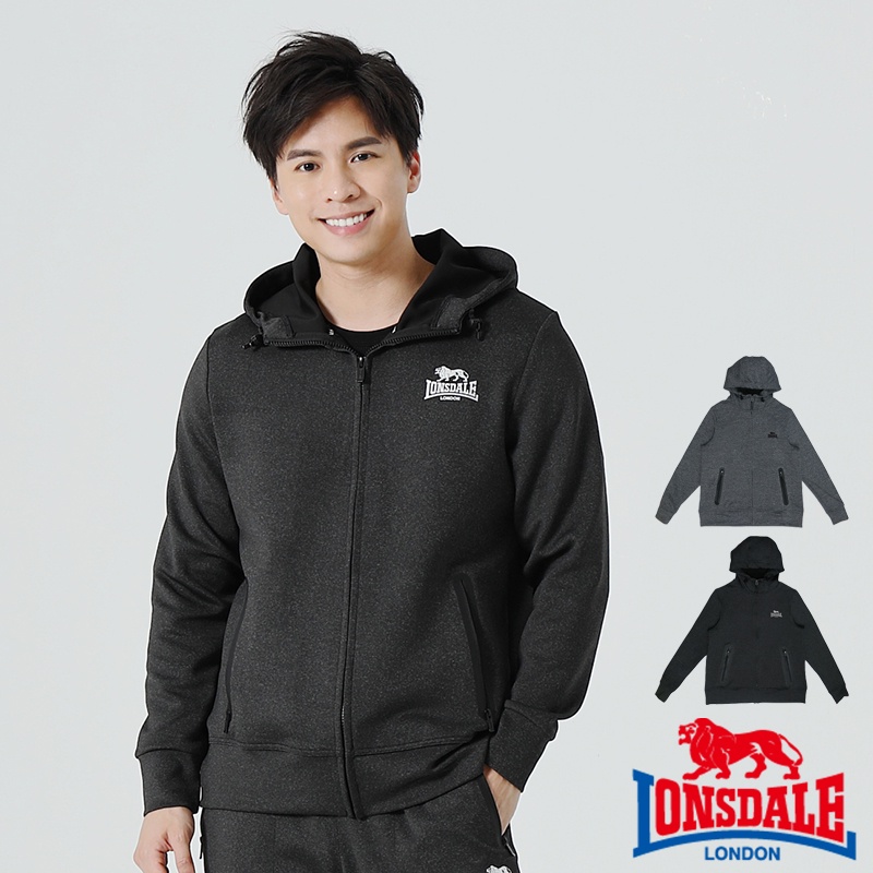 LONSDALE 英國小獅 彈力花紗連帽外套 舒適彈性保暖 男生休閒外套  M-2XL 粉紅拉拉【L251951】