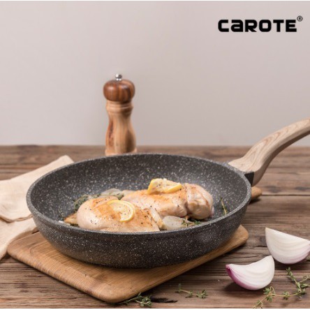 CAROTE麥飯石不沾鍋,  CAROTE平底鍋, CAROTE麥飯石深平底炒鍋28CM 煎炒兩用多功能鍋