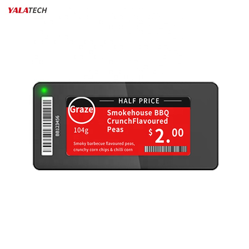 Yalatech ESL 黑色 2.66 英寸貨架標籤數字價格標籤顯示 ESL E-ink 超市電子貨架標籤