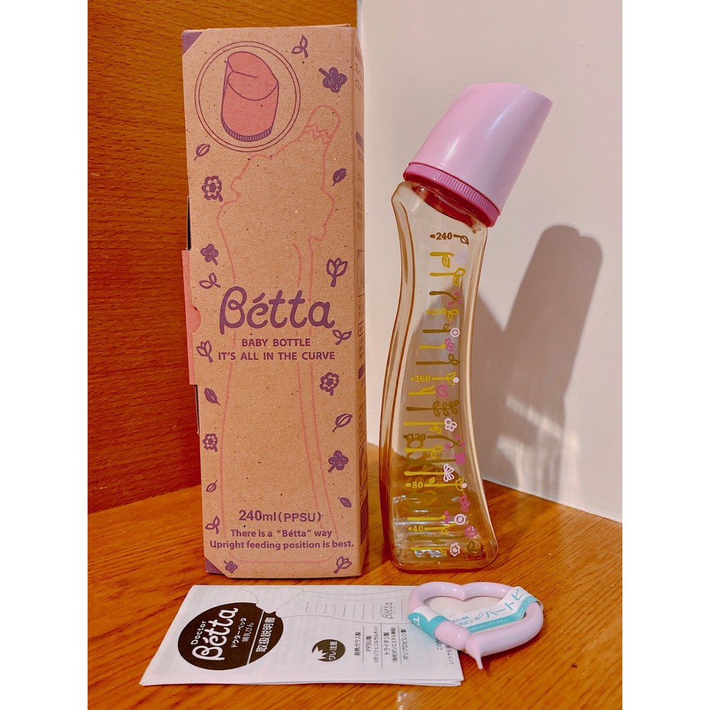 日本 Dr. Betta 愛心瓶蓋防脹氣奶瓶 PPSU 240ml（99新）
