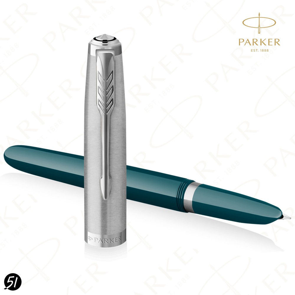 【PARKER】派克 51型 復刻 銀蓋綠桿 鋼筆 法國製造 附贈原廠墨水