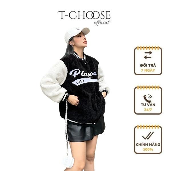 選擇襯衫、棉質棒球飛行員夾克、壓花花花公子圖案 - T201