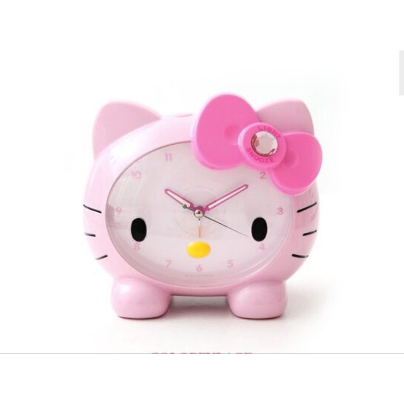 Hello Kitty凱蒂貓寶石蝴蝶結立體大頭造型貪睡鬧鐘