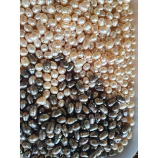 天然淡水養殖珍珠 DIY 橘粉 紫灰色 打孔 吊墜(單顆售）