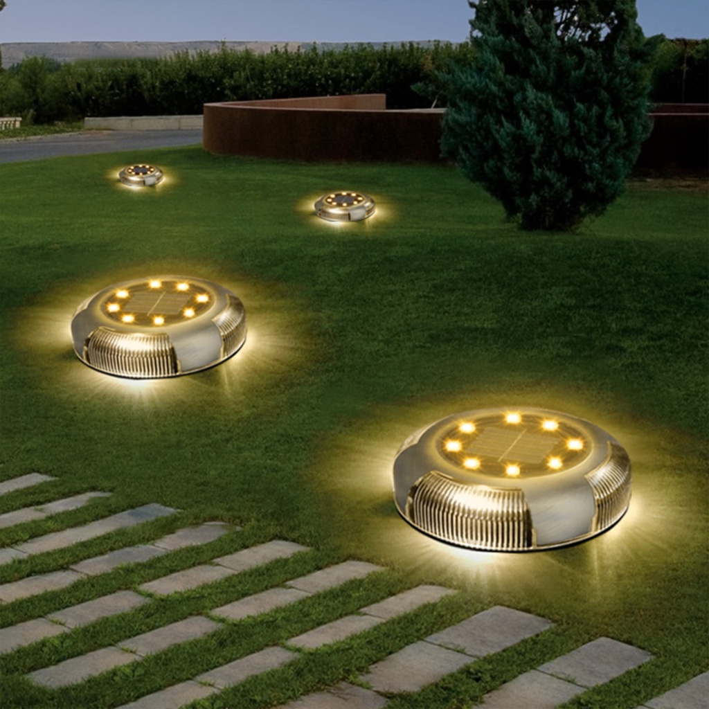 景觀燈花園通道庭院草坪太陽能燈照明 4 件園藝用品塑料不銹鋼太陽能