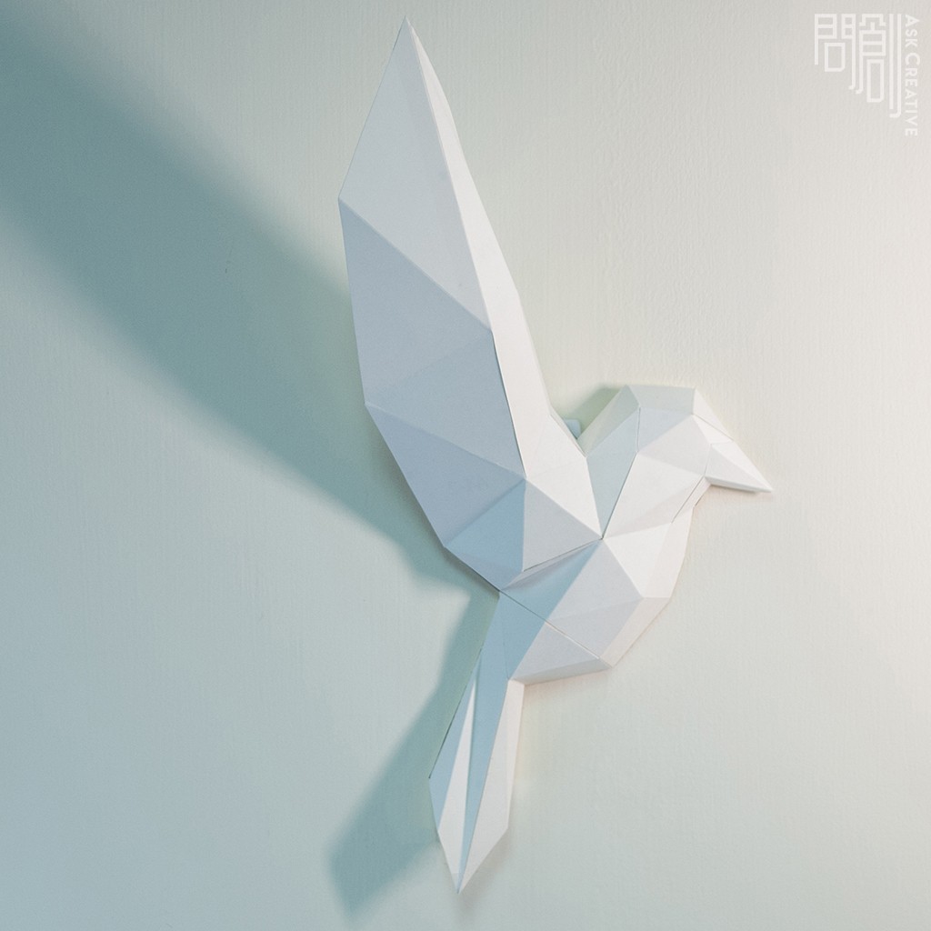 問創設計 DIY手作3D紙模型 禮物  壁飾 掛飾 小動物系列 - 純潔的飛鳥(4隻)