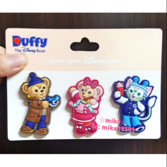 ☆Mika☆ 香港迪士尼 DUFFY 達菲熊 雪莉玫 畫家貓 夾子 磁鐵 3個一組