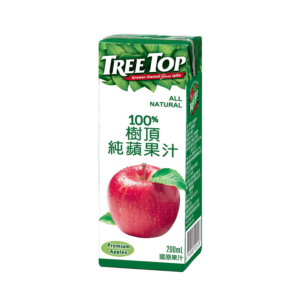 【宅配免運】x四箱  TreeTop樹頂 100%蘋果汁利樂包(200mlx24入)x四箱