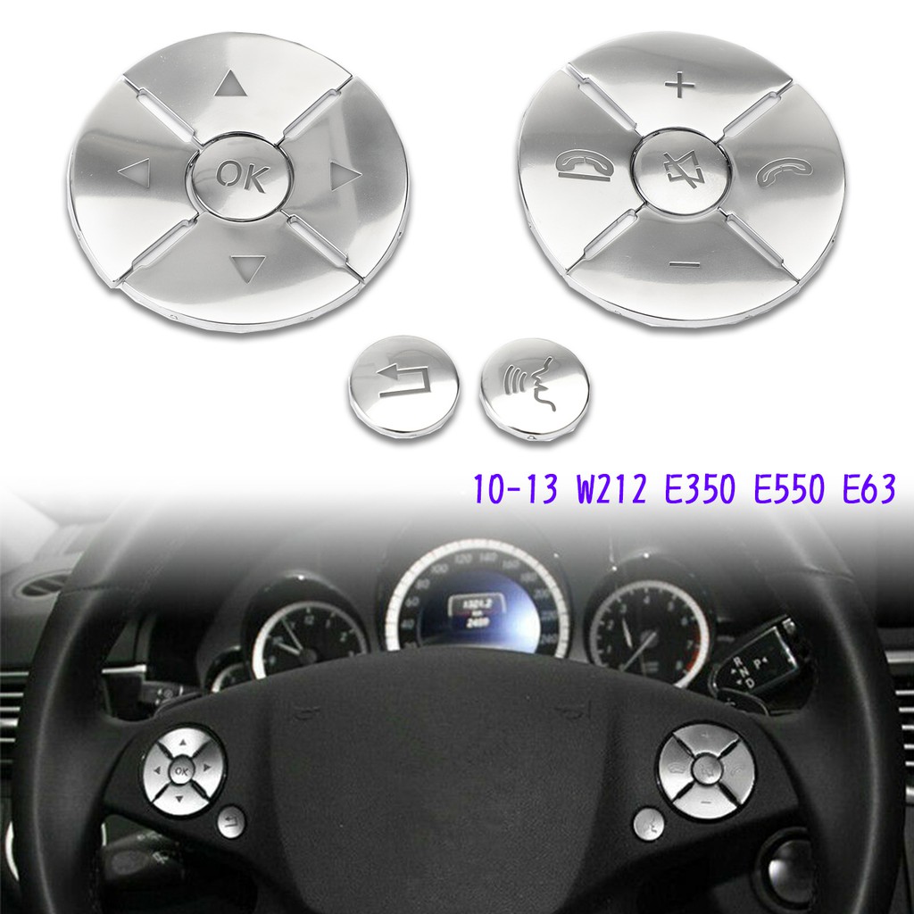 電鍍 銀 方向盤按鍵 圓形 裝飾蓋 透光 按鈕貼 適合賓士BENZ W204 W221 W212 W216 X204