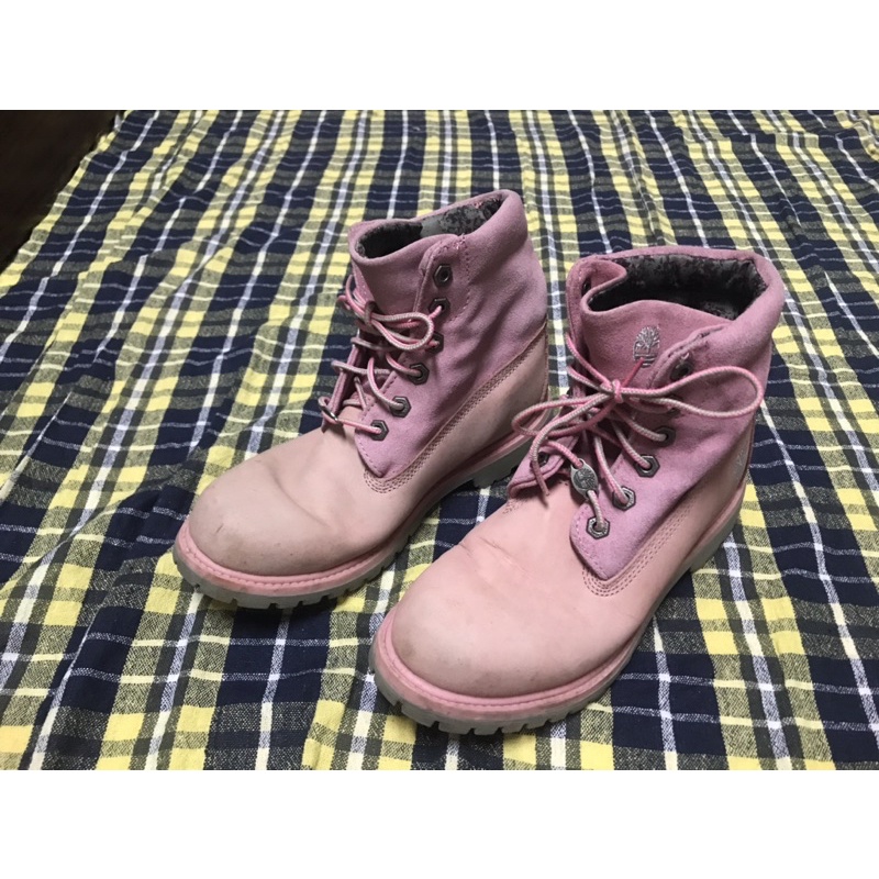 超商免運！[Timberland]女款粉紅休閒中筒靴 US7W/UK5/EU38/JP24