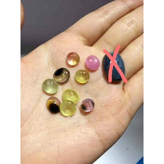 女人要有錢 天然電氣石蛋面裸石多色彩色碧璽九顆水頭好冰透亮色彩豐富 鑲嵌戒指價格可翻好幾倍附精美禮盒