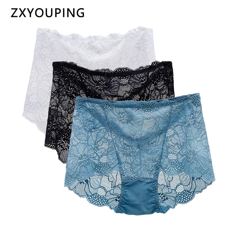 ZXYOUPING 女士高腰蕾絲內褲 15色多選 若隱若現性感誘惑 M-XL