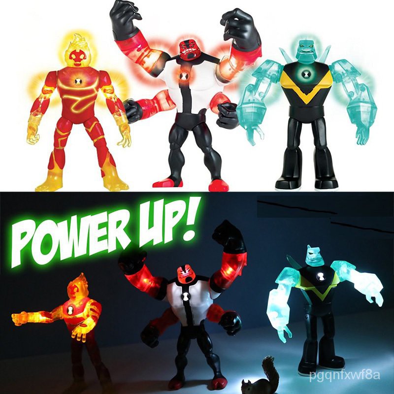 現貨 正版ben10少年駭客四手霸王火焰人鑽石戰神6寸聲光可動手辦公仔 蝦皮購物