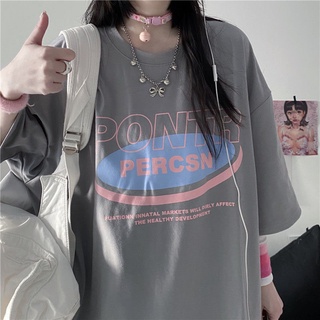 夏季新款短袖t恤女2022學生復古韓版ins寬鬆bf字母印花學生T恤上衣潮