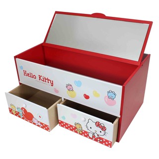 Hello Kitty小熊 掀鏡兩抽 收納盒//置物盒 ~~ 紅色 ~~