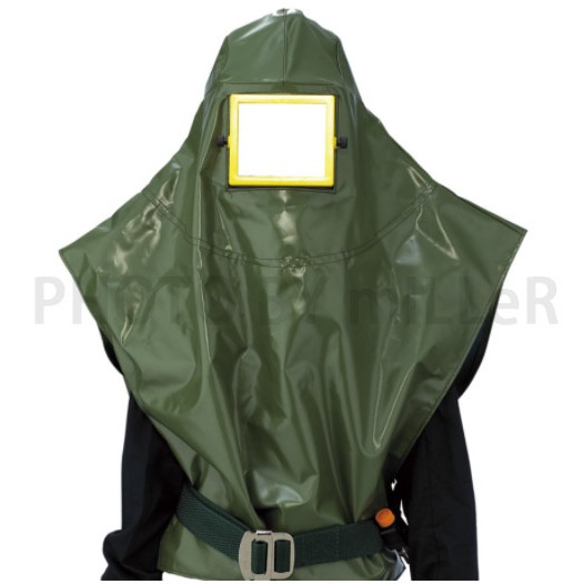 【含稅-可統編】NP-503 噴砂頭罩 綠色PVC夾網布 內附安全帽