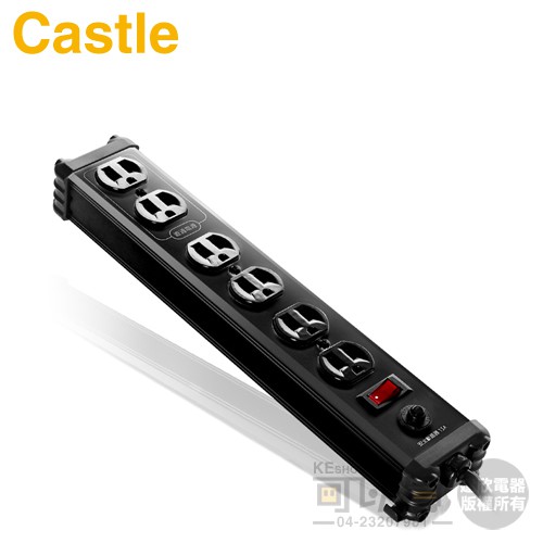 Castle 蓋世特 ( IA6-SB ) 6座3孔 1.8米鋁合金電源突波保護插座-尊爵黑 -原廠公司貨