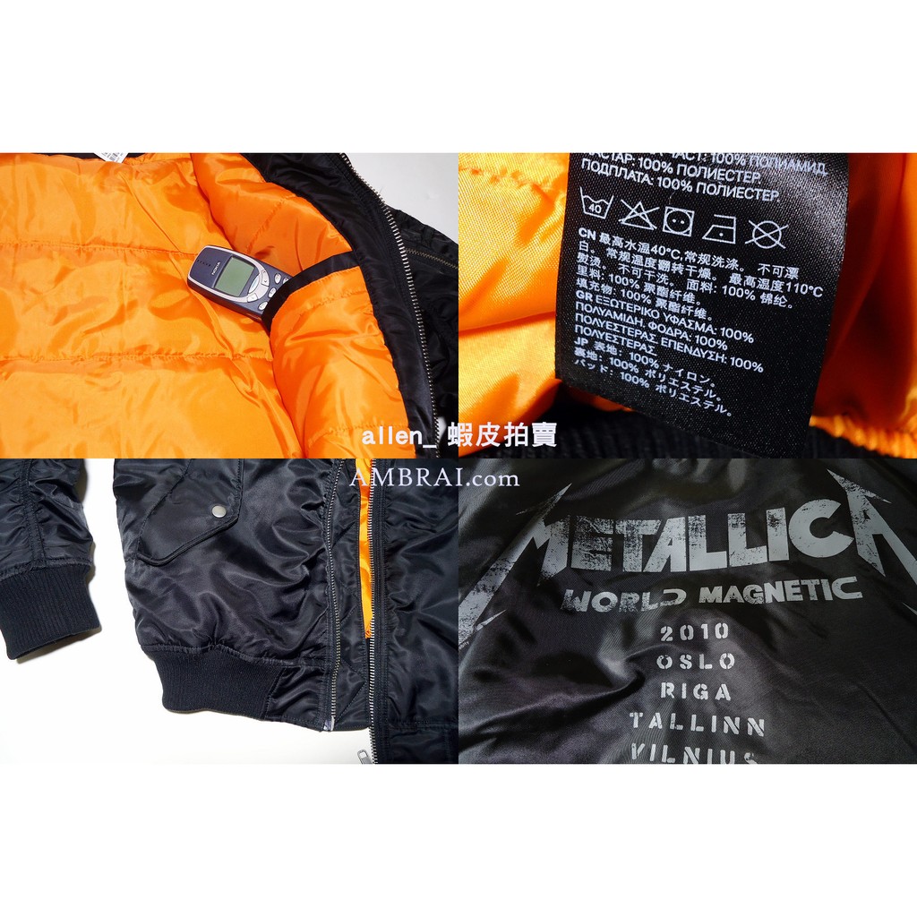 Ambrai Com Metallica X H M 金屬製品樂團字體ma 1 飛行外套夾克歐美高街 蝦皮購物