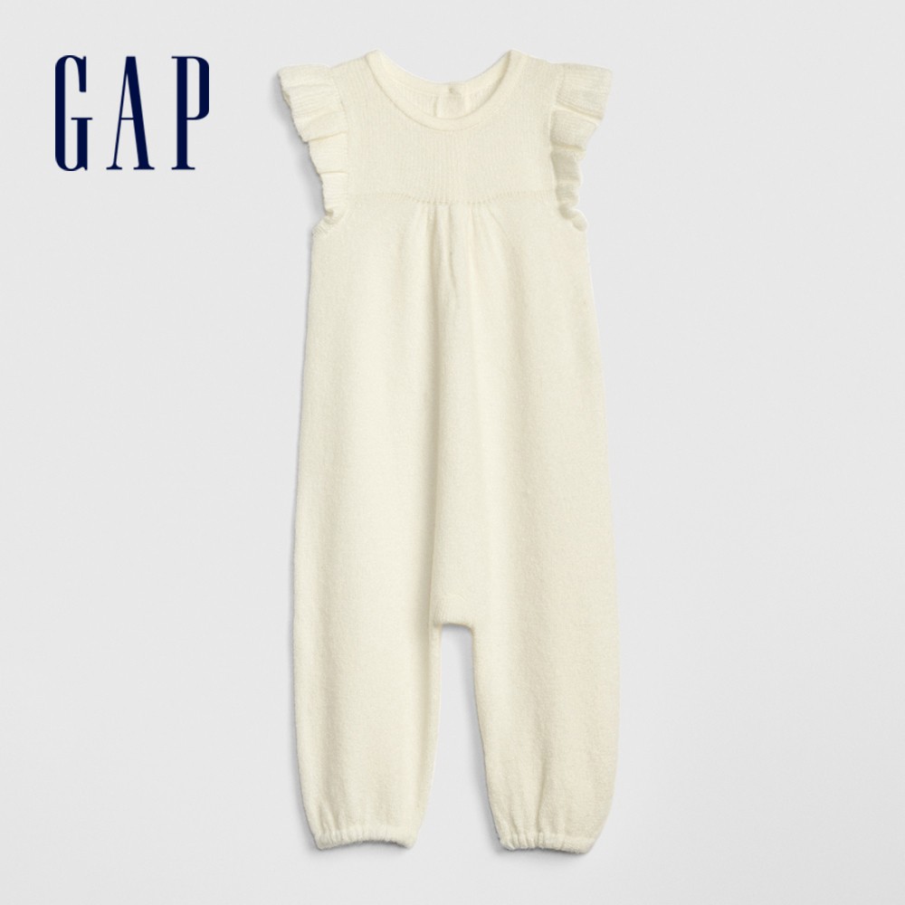 Gap 嬰兒裝 圓領無袖背心式包屁衣-象牙白(489581)