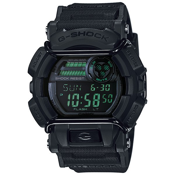 CASIO手錶G-SHOCK 大錶徑 霧面 黑為主軸 反轉液晶螢幕 GD-400MB-1