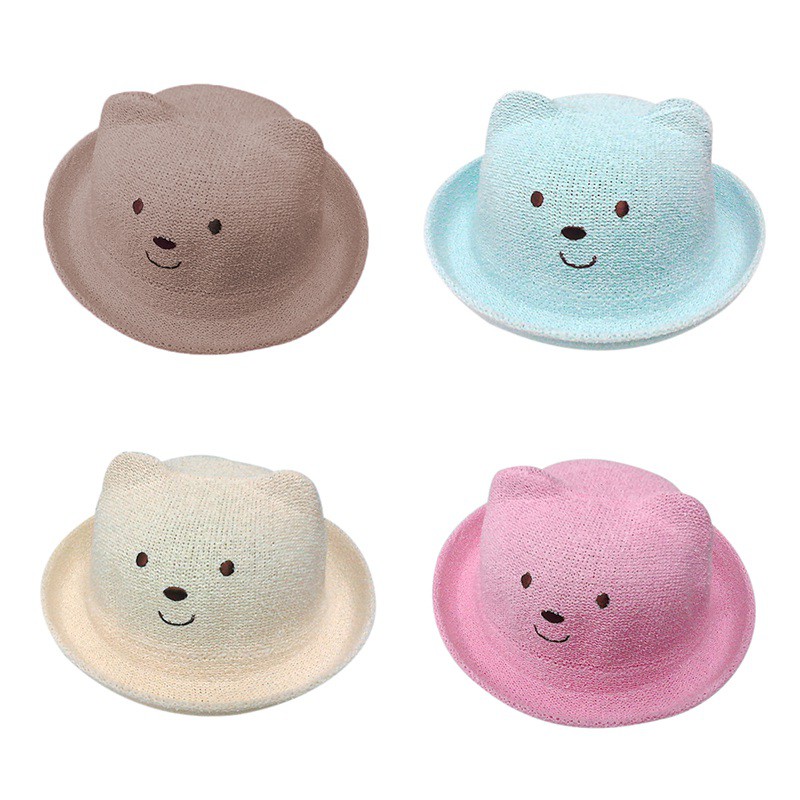 小熊造型帽子 男女寶寶休閒可愛盆帽  嬰幼兒童草帽【IU貝嬰屋】