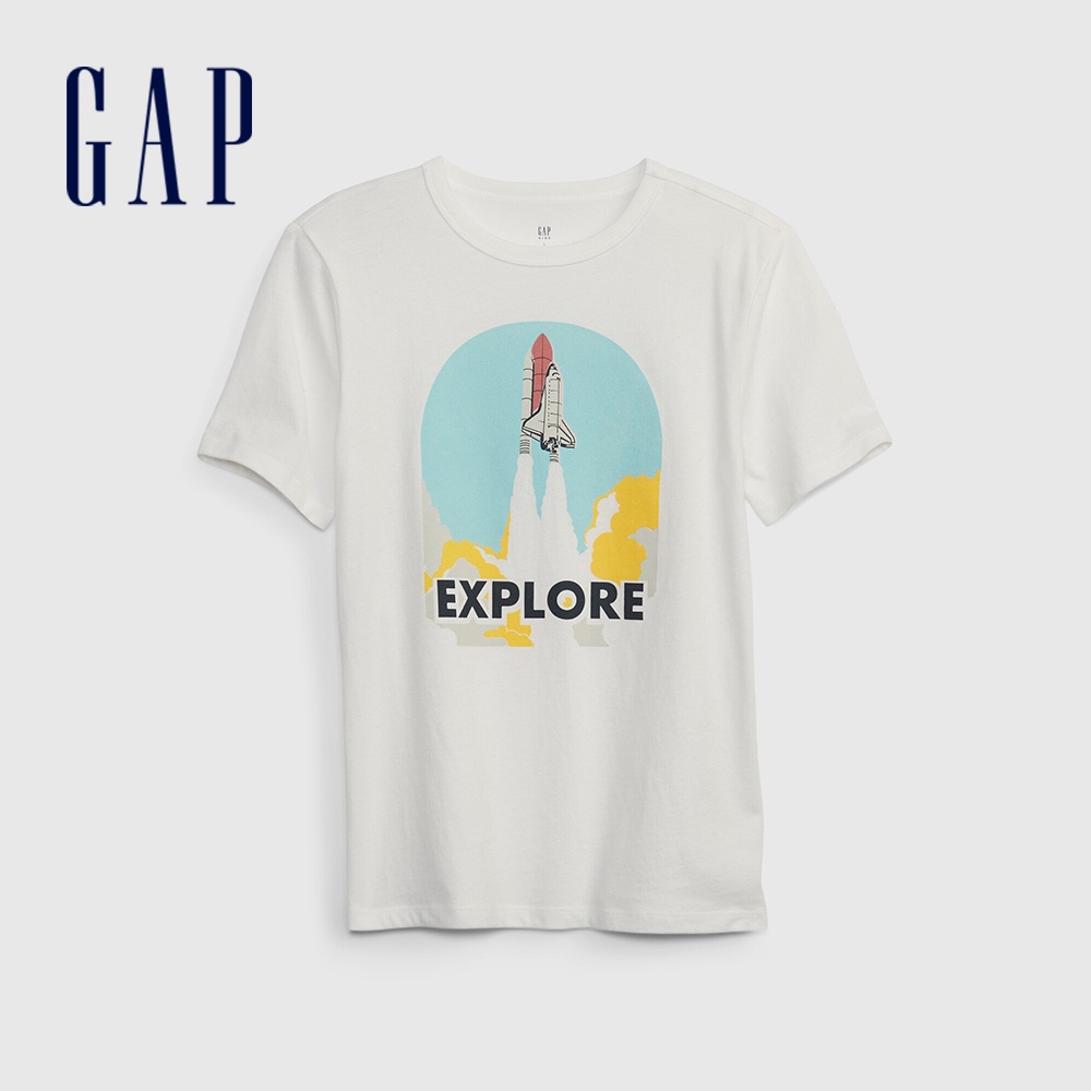 Gap 男童裝 純棉Logo/印花短袖T恤-白色(877299)