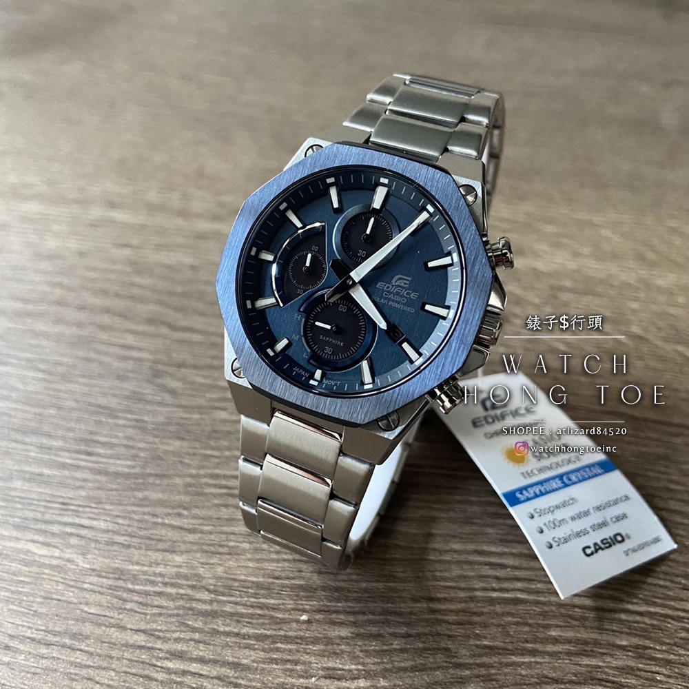 []錶子$行頭[] CASIO EDIFICE 太陽能 計時碼表 輕薄 手錶 - 藍面銀 (EFS-S570DB-2A)