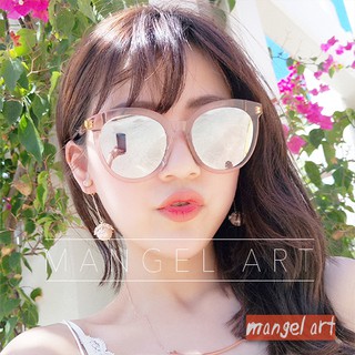 [mangel art] 新款百搭韓版大框圓框膠框金屬太陽眼鏡 時尚潮流行復古著墨鏡造型眼鏡瘦臉