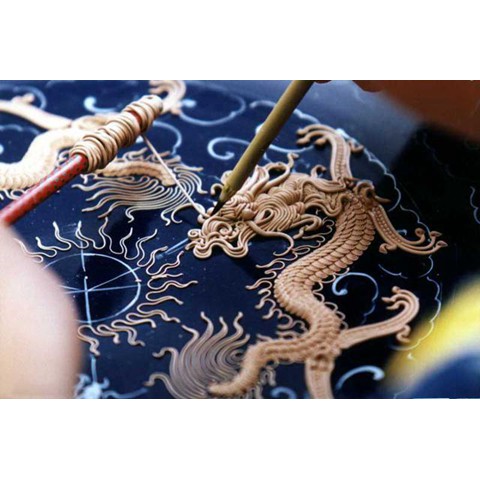 蔡氏漆線彫 中国語工芸品 金 龍 【公式通販】