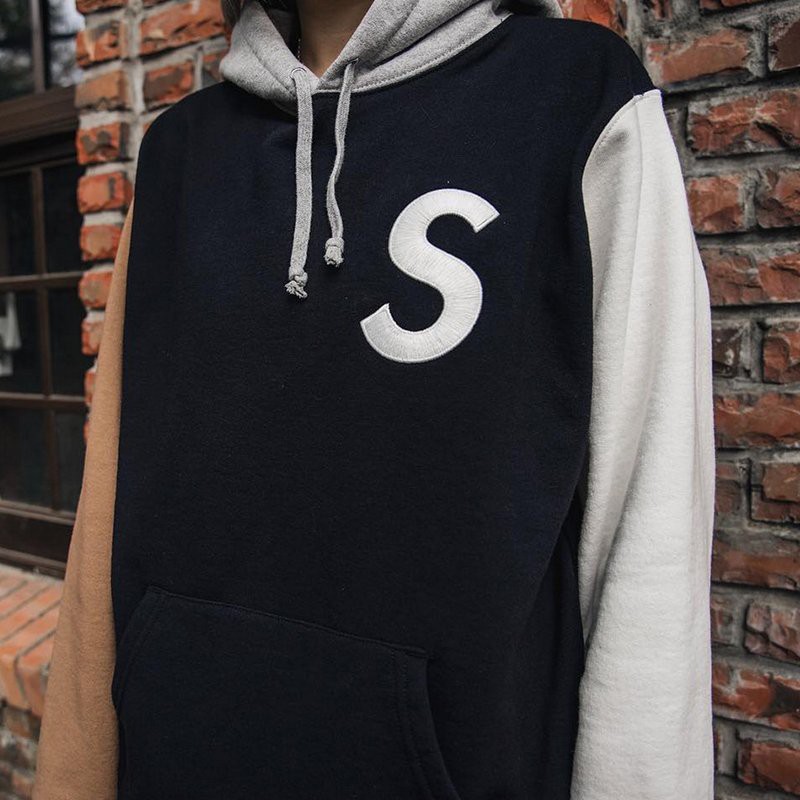 supreme s logo colorblocked hooded
