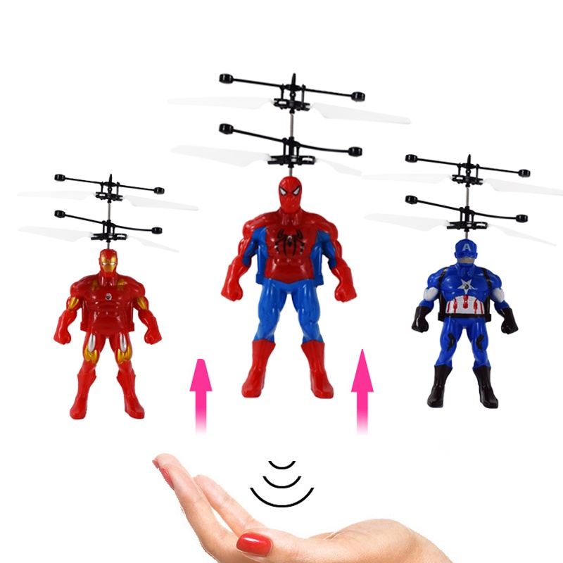 MARVEL 蜘蛛俠漫威復仇者聯盟迷你直升機飛碟飛行飛機手感飛行感應兒童玩具