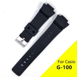 卡西歐數字手錶 G-SHOCK G100 橡膠錶帶電子手錶黑色替換腕帶