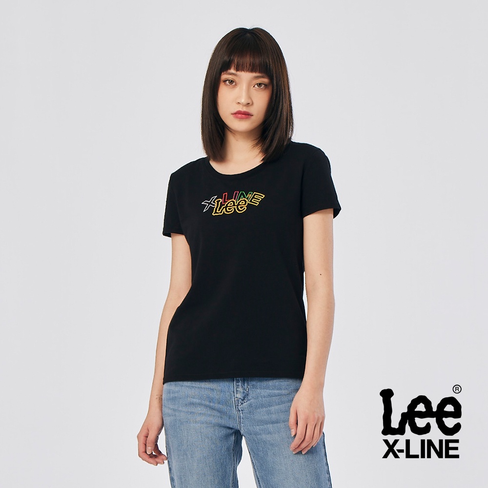 Lee 彩色文字X-LINE短袖T恤 女 X-LINE 幻影黑LL220026K11