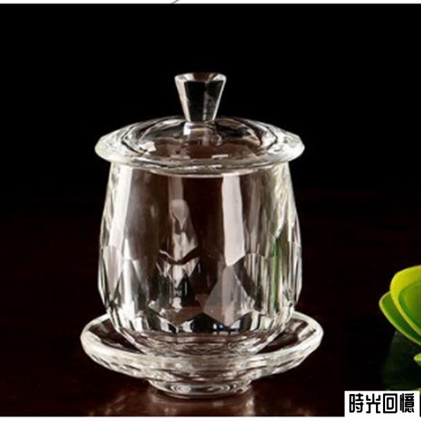 佛前供水杯供佛杯、水晶、佛教供杯淨水杯帶蓋玻璃透明聖水杯 時光