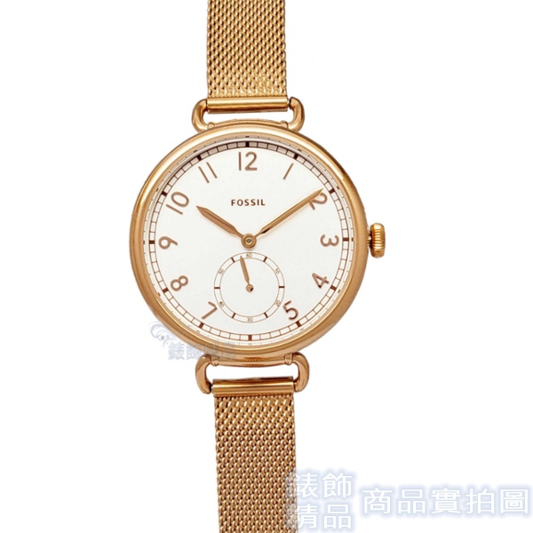 FOSSIL ES4884手錶 小秒針 玫瑰金色 米蘭錶帶 薄型 女錶【澄緻精品】