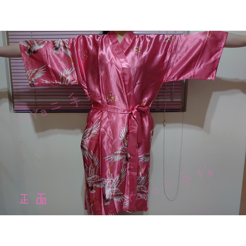 全新 未下過水 粉色亮面浴衣 浴袍(附繩) 類日式短浴衣