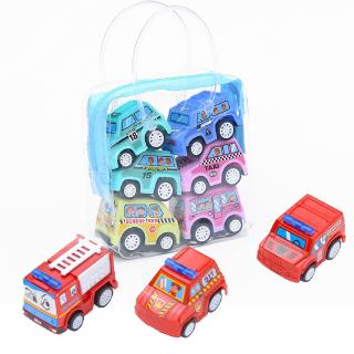 6件/多件兒童新奇趣味小玩具迷你迴力車塑膠模型卡通巴士消防車工程車玩具禮物
