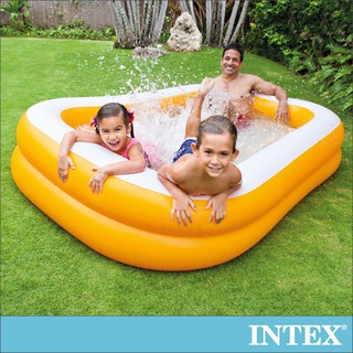 【INTEX】桔色長方型游泳池229x147x46cm(600L) 戲水池/充氣泳池/遊戲池/泳池 (57181)