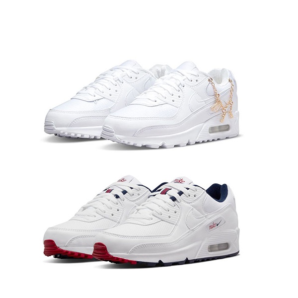 【NIKE】W AIR MAX 90 休閒鞋 氣墊 白絨金鍊 紅白 女鞋 -DH0569100 DJ5414100