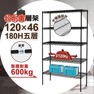 鐵架鎖管免運-整體耐重480公斤-120×46×180H五層架 置物架 收納架 組合架 架子 貨架 工業架 儲物架
