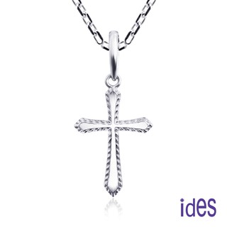 ides愛蒂思鑽石 輕珠寶義大利進口14K白金十字架項鍊鎖骨鍊（16吋-KP753）