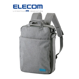 【日本ELECOM】 帆布多功能3WAY 防潑水薄型後揹包 灰