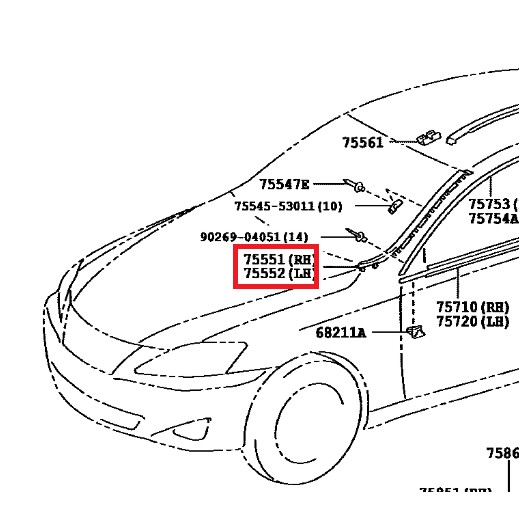 （請勿直接下標）Lexus IS250 2代 05-12 正廠 前檔 飾條 防水膠條 一對 含固定扣