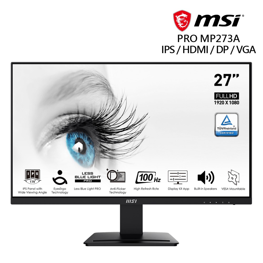 MSI 微星 PRO MP273A 美型螢幕 27型 FHD/HDMI/DP/喇叭/IPS 現貨 廠商直送