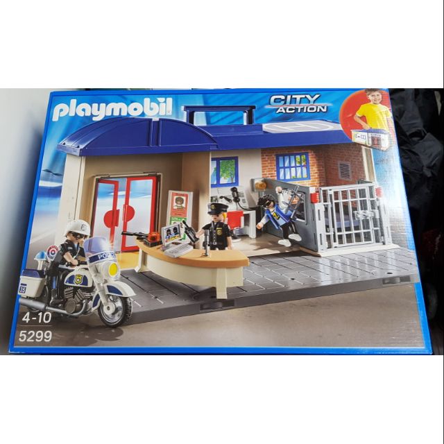 Playmobil 5299 摩比 絕版 手提盒 警察局 警察 小偷 摩托車 監獄