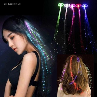 Glow Blinking Flash LED 編織髮夾 / 兒童彩色發光光纖線髮夾 / 聖誕派對頭飾