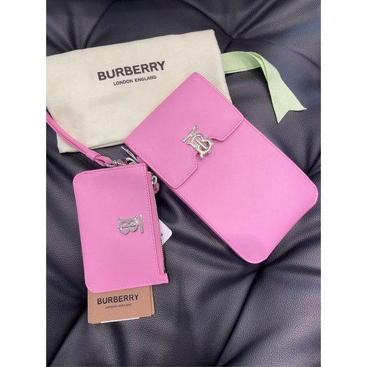 *漢森精品服飾*正品 Burberry TB 羊皮  肩背 側背 手機包 義大製 迷你 二合一 現貨 原價 32500