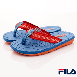 FILA斐樂頂級童鞋-夾腳運動涼拖鞋2-S434R-366藍橘(中大童)