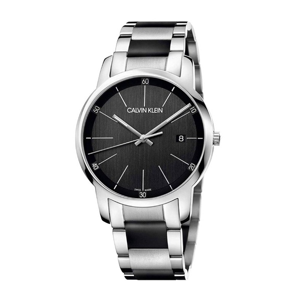 Calvin Klein CK 男 簡約時尚雙色鋼帶腕錶-黑(K2G2G1B1)