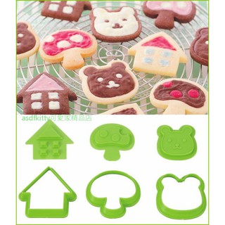 asdfkitty*貝印 COOKPAD 3入餅乾壓模型-房子 蘑菇 熊-可放餡-日本製